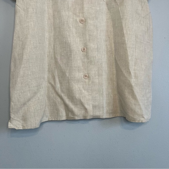 Ny&CO Mens 100% Linen Button Up Shirt Short Sleeve Beige Sz L Neutral Nautical - Picture 7 of 10
